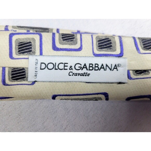 DOLCE & GABBANA Vintage-Inspired Silk Tie - Collector's Piece-Geometric Patter - Picture 4 of 5